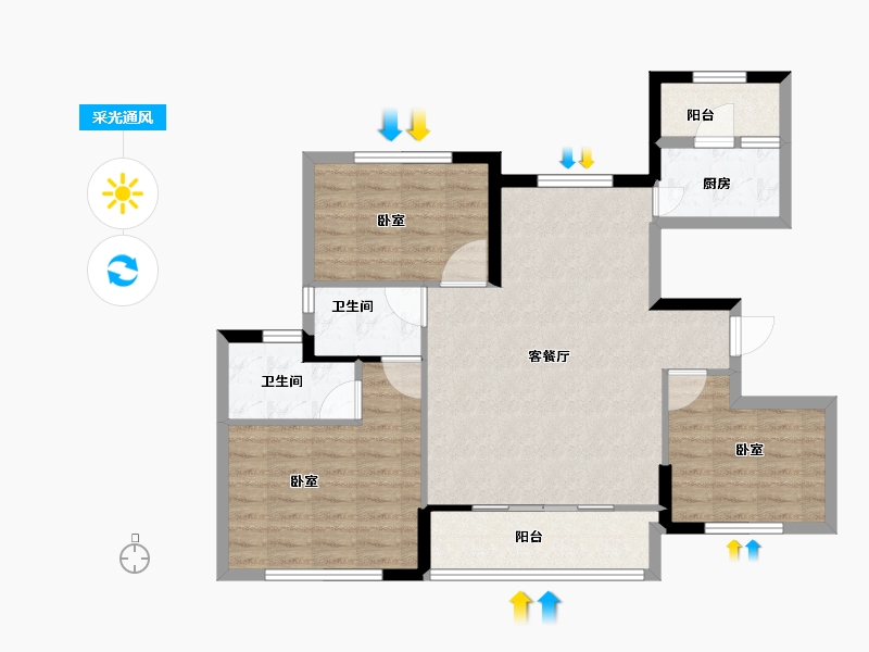 福建省-宁德市-中茵・外滩1号-87.00-户型库-采光通风