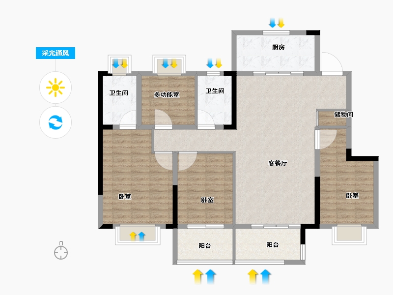 安徽省-合肥市-新力弘阳湖畔樾山-117.00-户型库-采光通风