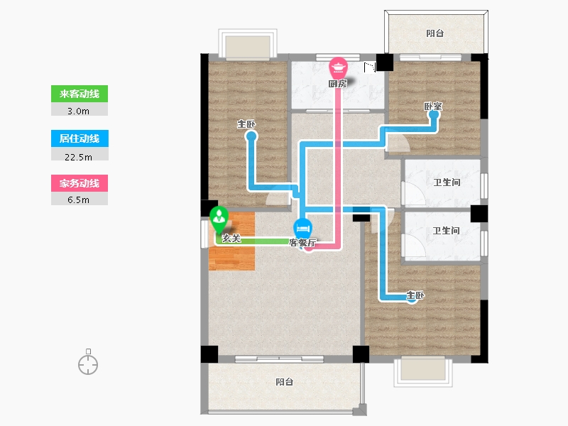 福建省-漳州市-新元御景名墅-104.00-户型库-动静线