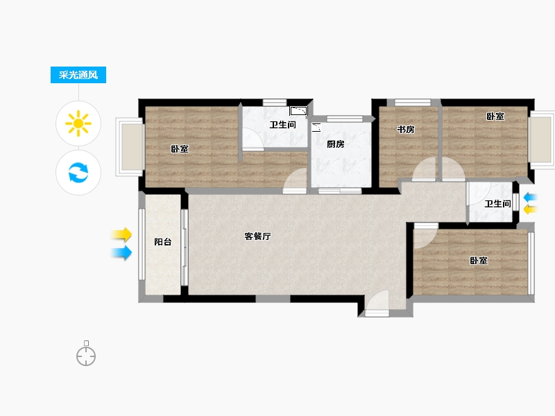 福建省-漳州市-万科城滨江府-90.00-户型库-采光通风