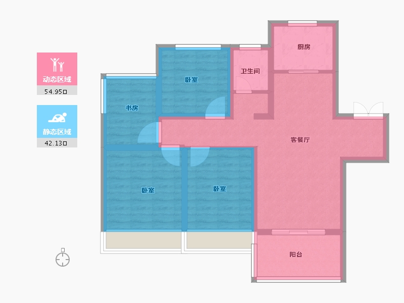 安徽省-合肥市-弘阳时光里-85.99-户型库-动静分区