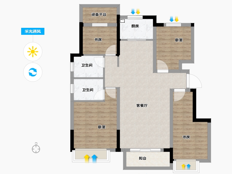 安徽省-合肥市-信达万振东方樾府-99.01-户型库-采光通风