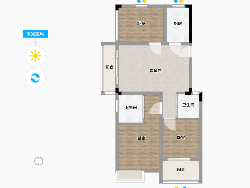 浙江省-宁波市-锦绣·金珑悦府-89.01-户型库-采光通风