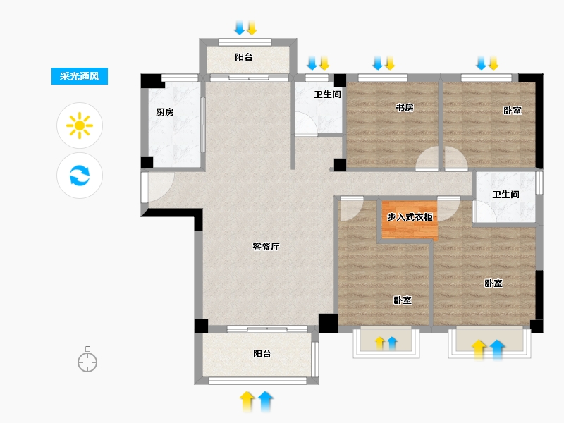 福建省-漳州市-大唐幸福里-101.00-户型库-采光通风