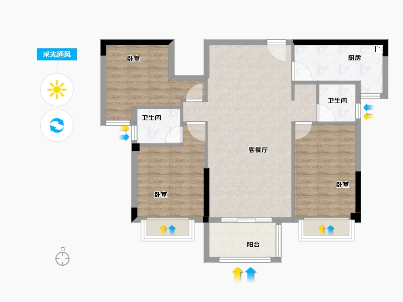 福建省-漳州市-大唐幸福里-85.00-户型库-采光通风