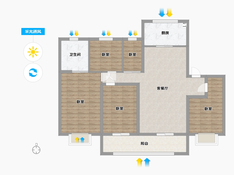 浙江省-嘉兴市-世茂璀璨荣里-113.89-户型库-采光通风