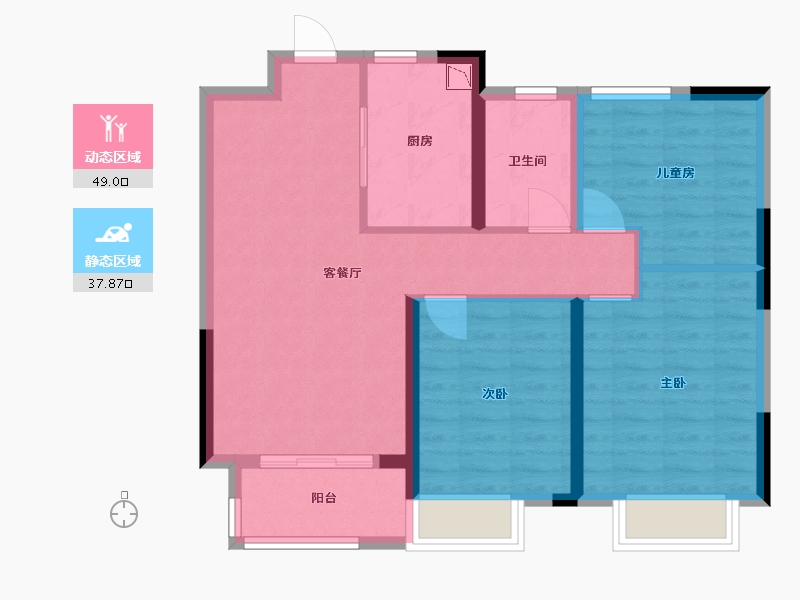 江西省-吉安市-中梁玖號院-77.59-户型库-动静分区