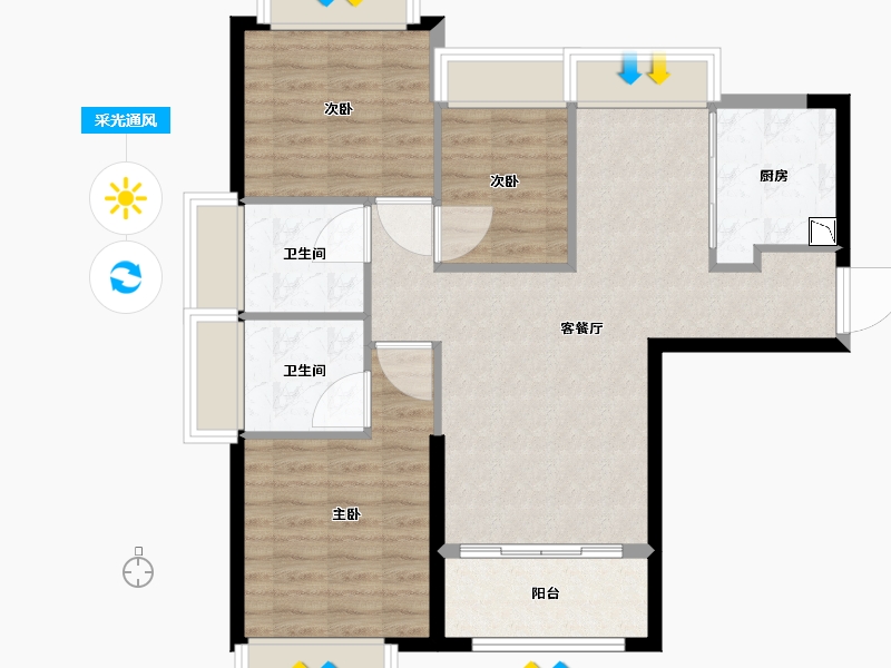 福建省-厦门市-特房樾琴湾-81.72-户型库-采光通风