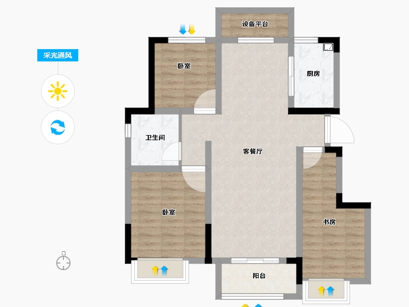 安徽省-合肥市-信达万振东方樾府-82.00-户型库-采光通风