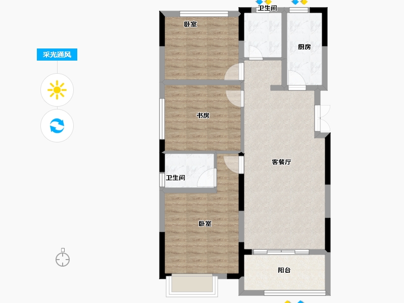 浙江省-宁波市-和雍锦府-83.99-户型库-采光通风