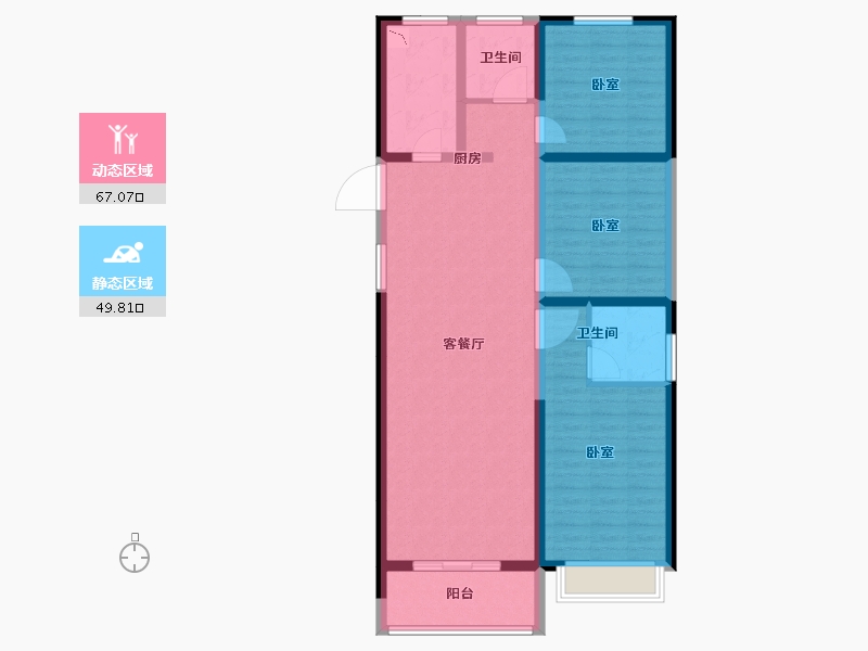 河南省-郑州市-花漾里-104.74-户型库-动静分区