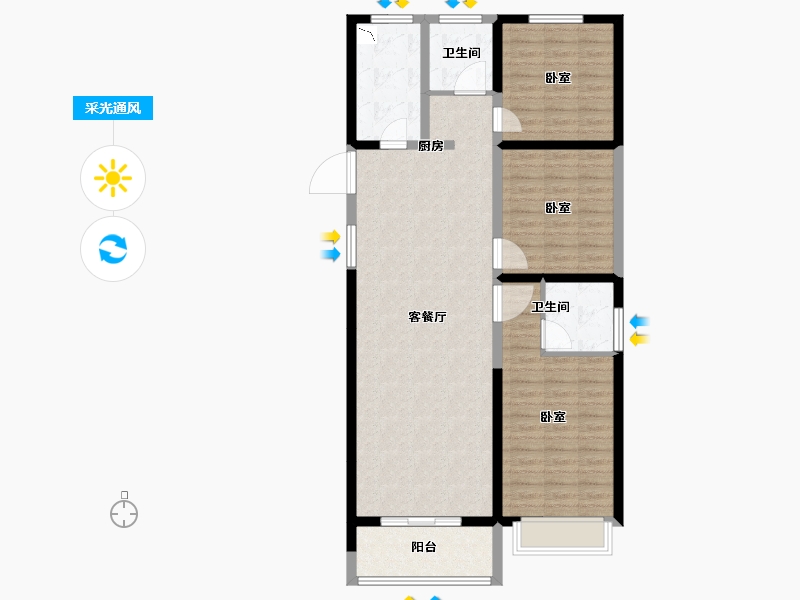 河南省-郑州市-花漾里-104.74-户型库-采光通风