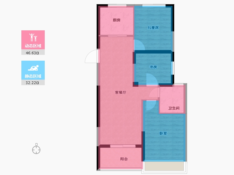 浙江省-舟山市-融创金成东海印-70.32-户型库-动静分区