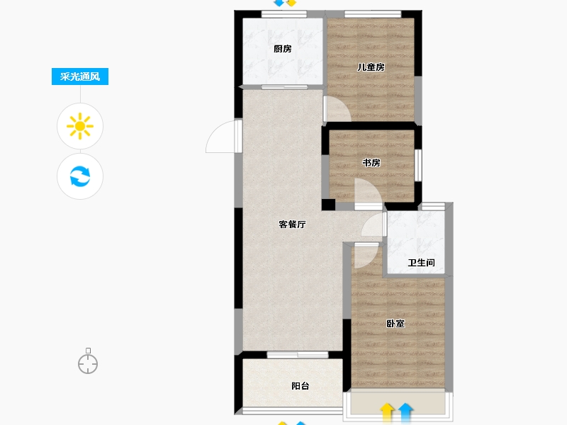 浙江省-舟山市-融创金成东海印-70.32-户型库-采光通风