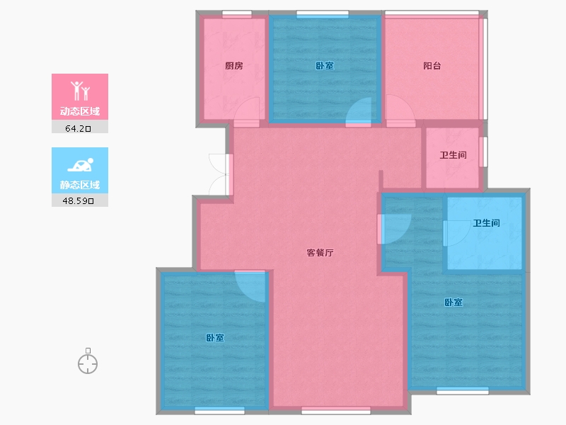 新疆维吾尔自治区-乌鲁木齐市-紫金城东湖左岸-100.81-户型库-动静分区