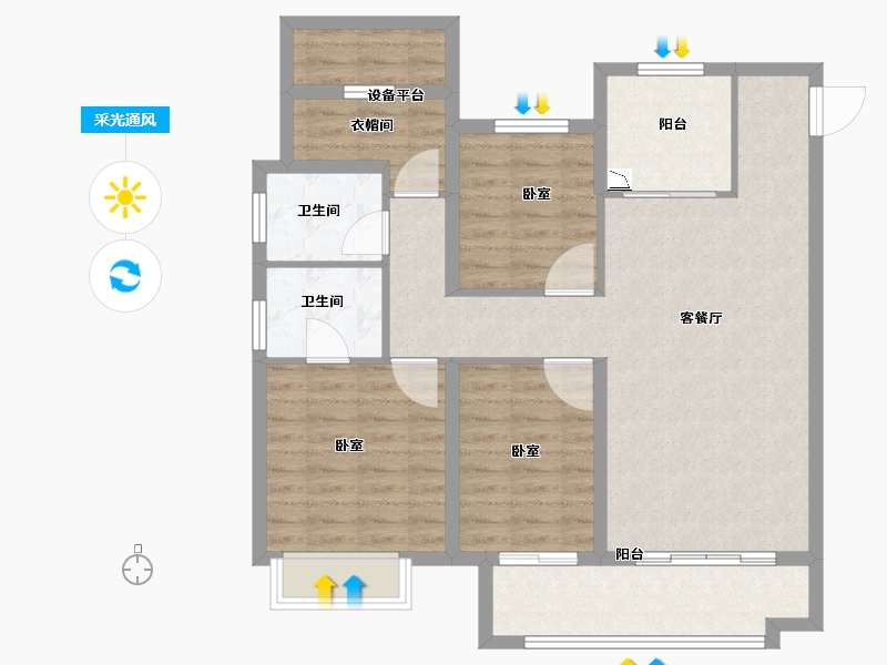 安徽省-合肥市-力高天悦府-94.00-户型库-采光通风