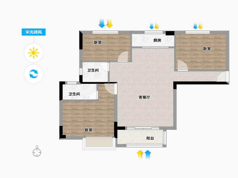 福建省-漳州市-大唐幸福里-85.00-户型库-采光通风