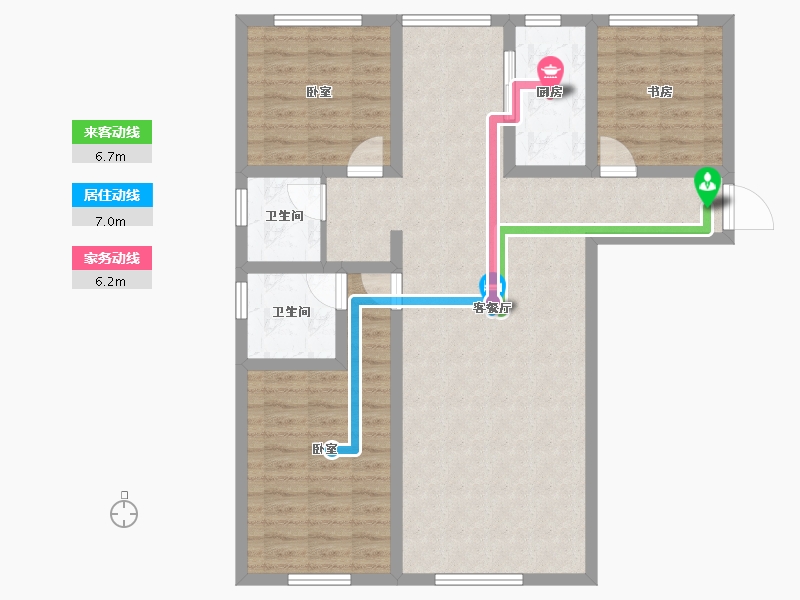 新疆维吾尔自治区-乌鲁木齐市-天山领南清城-95.70-户型库-动静线