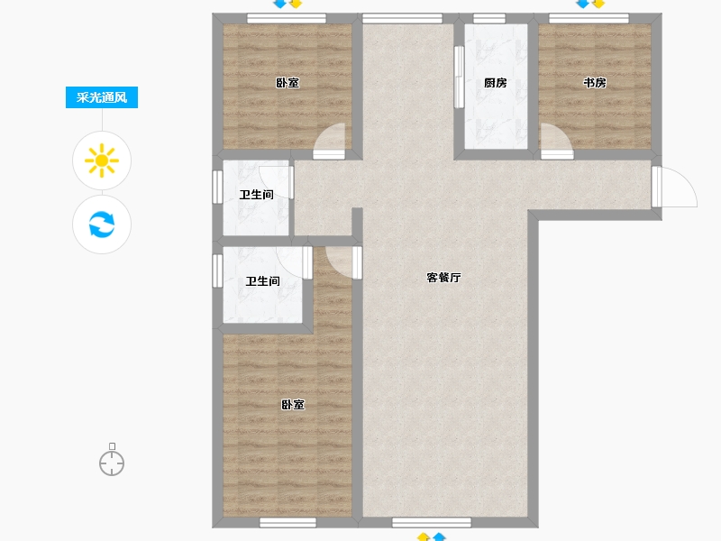 新疆维吾尔自治区-乌鲁木齐市-天山领南清城-95.70-户型库-采光通风