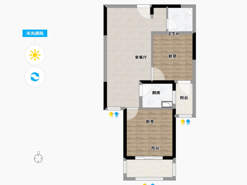 河南省-郑州市-花漾里-68.62-户型库-采光通风