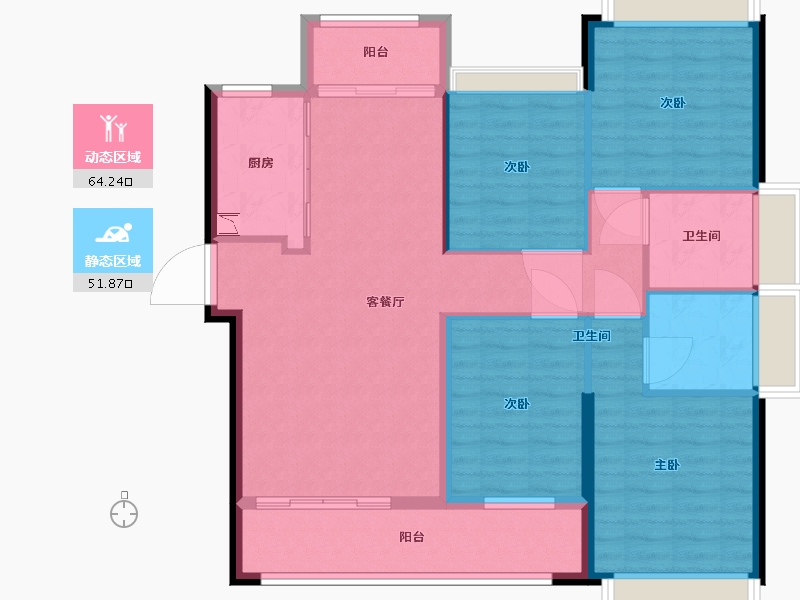 福建省-厦门市-特房樾琴湾-105.18-户型库-动静分区