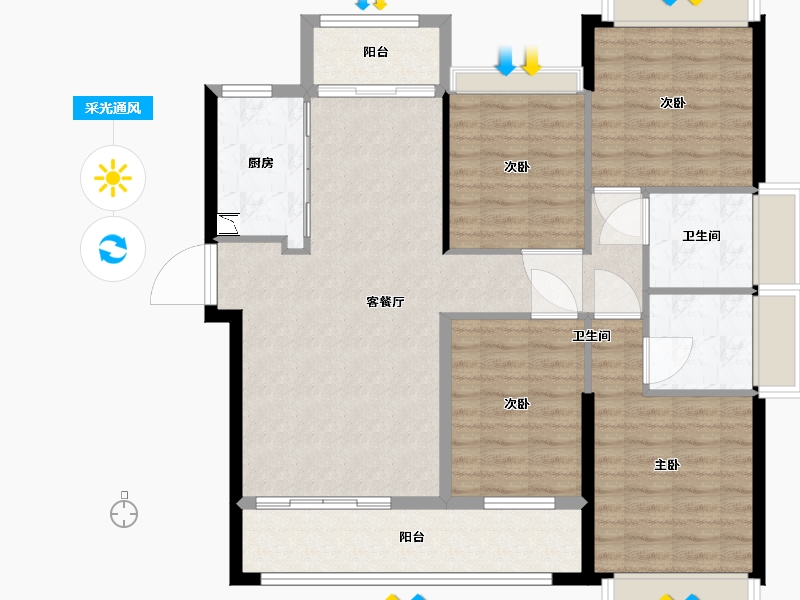 福建省-厦门市-特房樾琴湾-105.18-户型库-采光通风