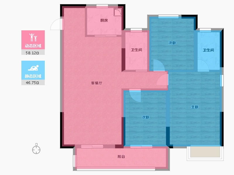 江西省-吉安市-中梁玖號院-93.60-户型库-动静分区