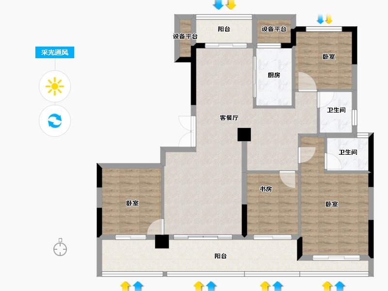 浙江省-绍兴市-金昌樾府-116.89-户型库-采光通风