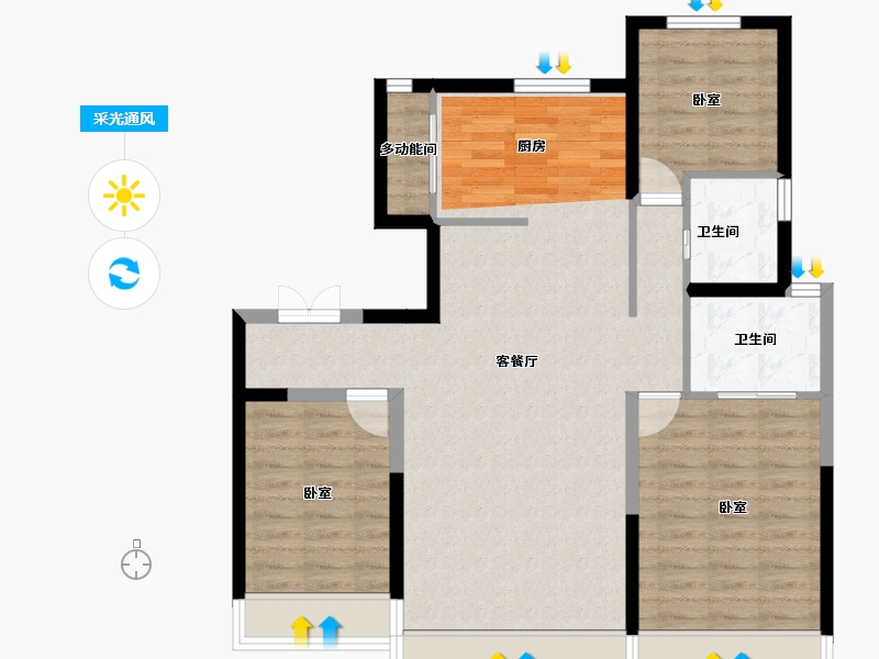 新疆维吾尔自治区-乌鲁木齐市-中天翡丽郡府-92.03-户型库-采光通风