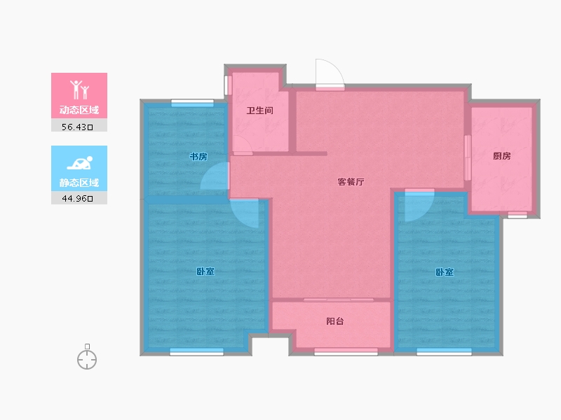 山东省-聊城市-郡悦府-90.99-户型库-动静分区