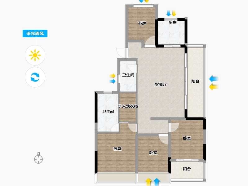 浙江省-舟山市-融创金成东海印-111.21-户型库-采光通风