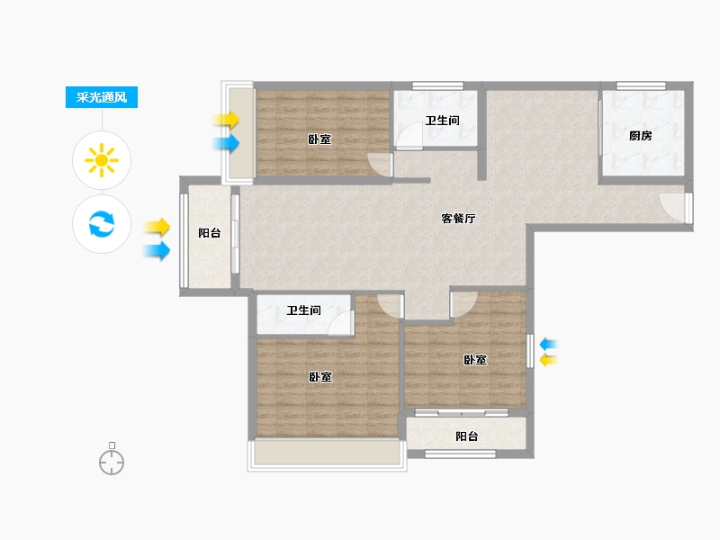 山东省-菏泽市-菏泽文化城-114.00-户型库-采光通风