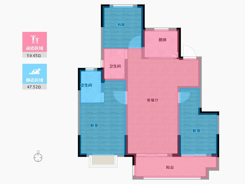 安徽省-合肥市-新力弘阳湖畔樾山-96.00-户型库-动静分区