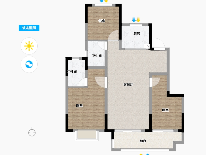 安徽省-合肥市-新力弘阳湖畔樾山-96.00-户型库-采光通风