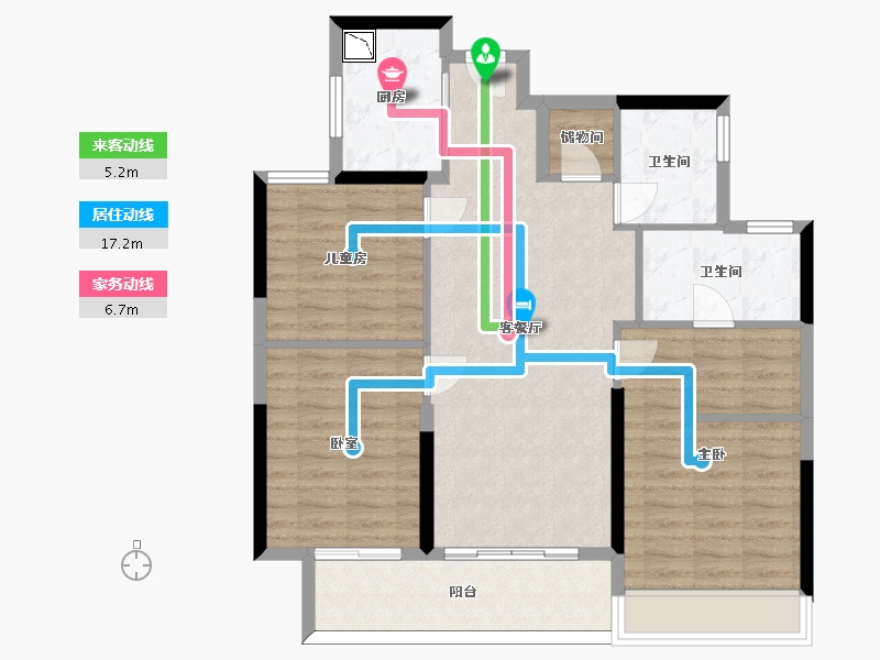 浙江省-杭州市-古翠蓝庭-93.35-户型库-动静线