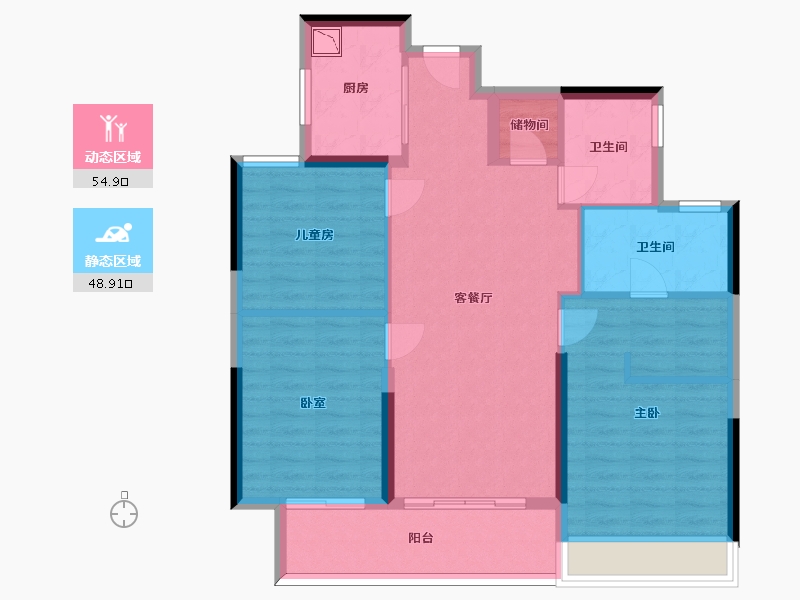 浙江省-杭州市-古翠蓝庭-93.35-户型库-动静分区