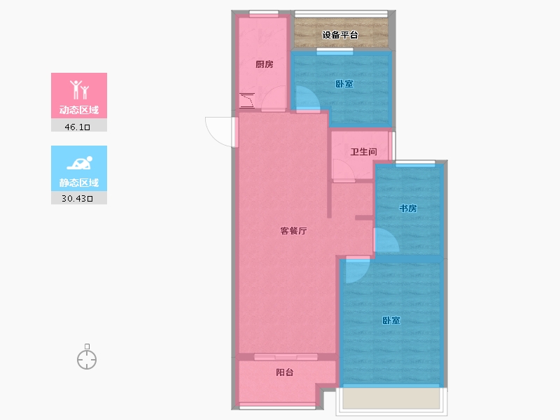 安徽省-合肥市-城建琥珀名郡-71.00-户型库-动静分区