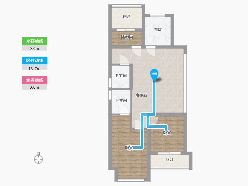 浙江省-杭州市-春江山居-71.36-户型库-动静线