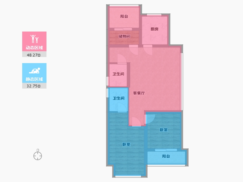 浙江省-杭州市-春江山居-71.36-户型库-动静分区