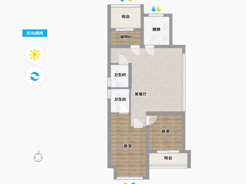 浙江省-杭州市-春江山居-71.36-户型库-采光通风