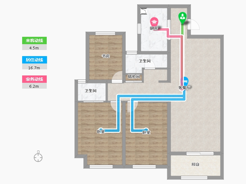 山东省-烟台市-栖霞中央花园-94.00-户型库-动静线