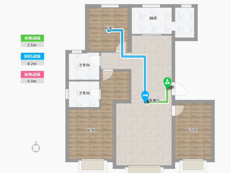 新疆维吾尔自治区-乌鲁木齐市-新天润丝路寰球港二期花涧洋房-99.52-户型库-动静线