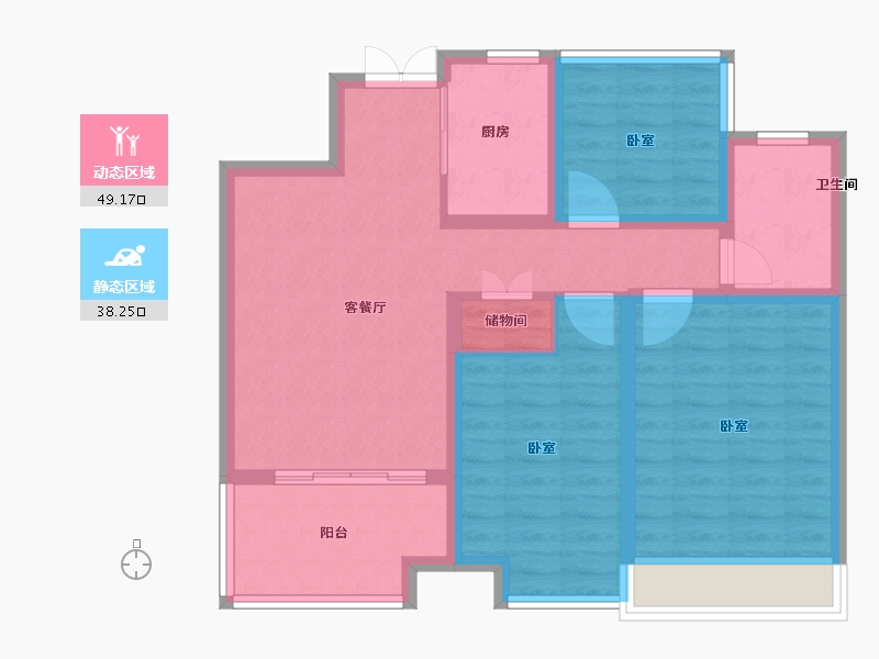 安徽省-合肥市-弘阳时光里-77.39-户型库-动静分区