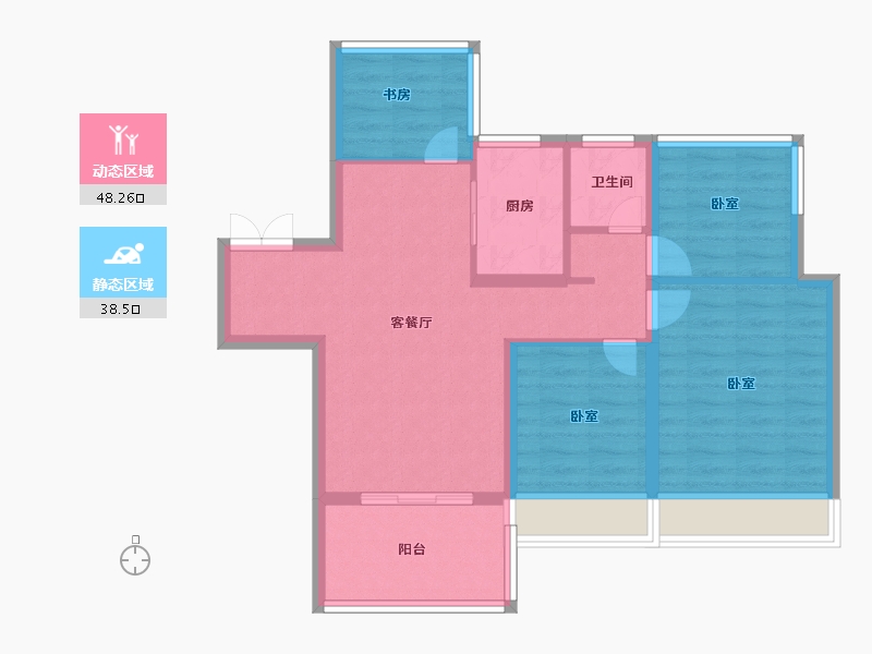 安徽省-合肥市-弘阳时光里-77.41-户型库-动静分区