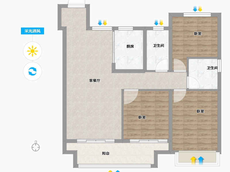 安徽省-芜湖市-港龙时代天骄-93.00-户型库-采光通风