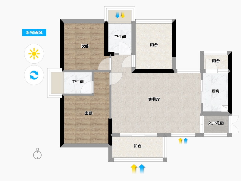 广东省-肇庆市-鼎湖春天-68.27-户型库-采光通风