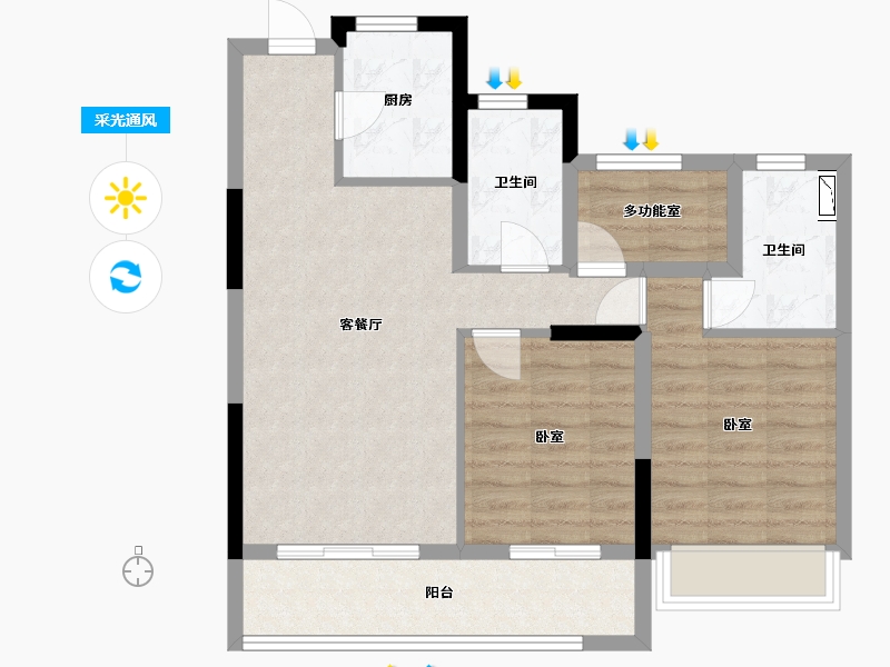 浙江省-杭州市-大家栖溪-73.82-户型库-采光通风