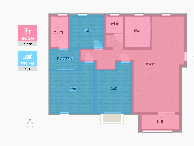 天津-天津市-金地新城大境-91.27-户型库-动静分区