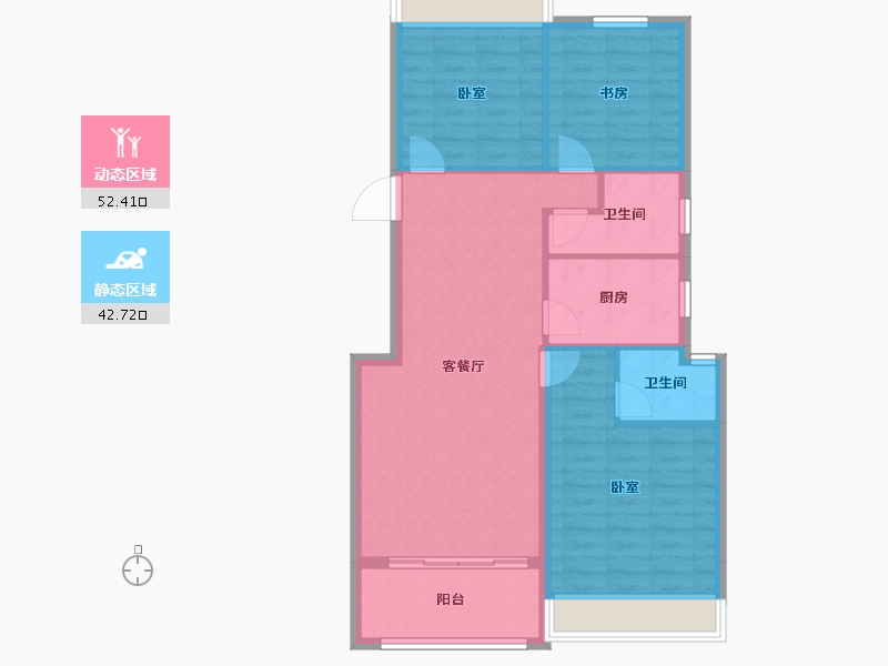 浙江省-绍兴市-七里金湾-86.45-户型库-动静分区