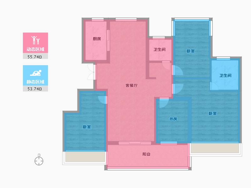 安徽省-合肥市-弘阳时光里-97.00-户型库-动静分区